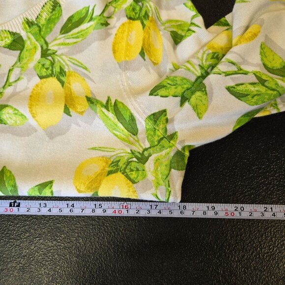 Talbots Lemon Fruit Print Button Cardigan Sweater Preppy Summer Cream M - Picture 7 of 8